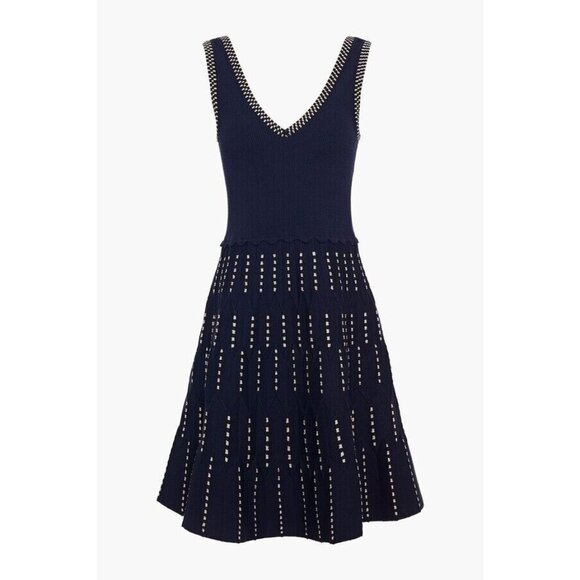NWT Sandro Jasm in Marine Ribbed Stretch Knit Fi & Flare Tank Dress 36 / US 4 - Picture 1 of 10